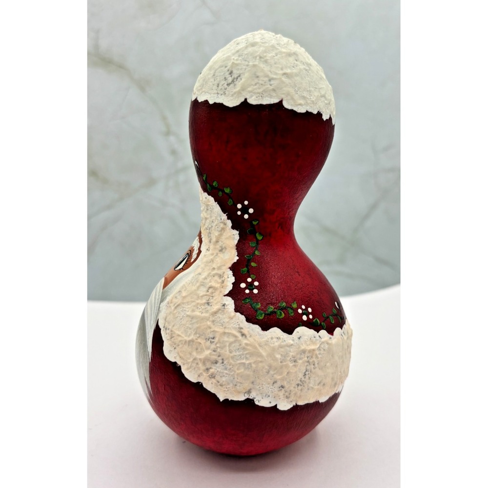 Vintage Style‎ Folk Art Santa Claus Painted Gourd Artisan Holiday Decoration EUC - Picture 2 of 10
